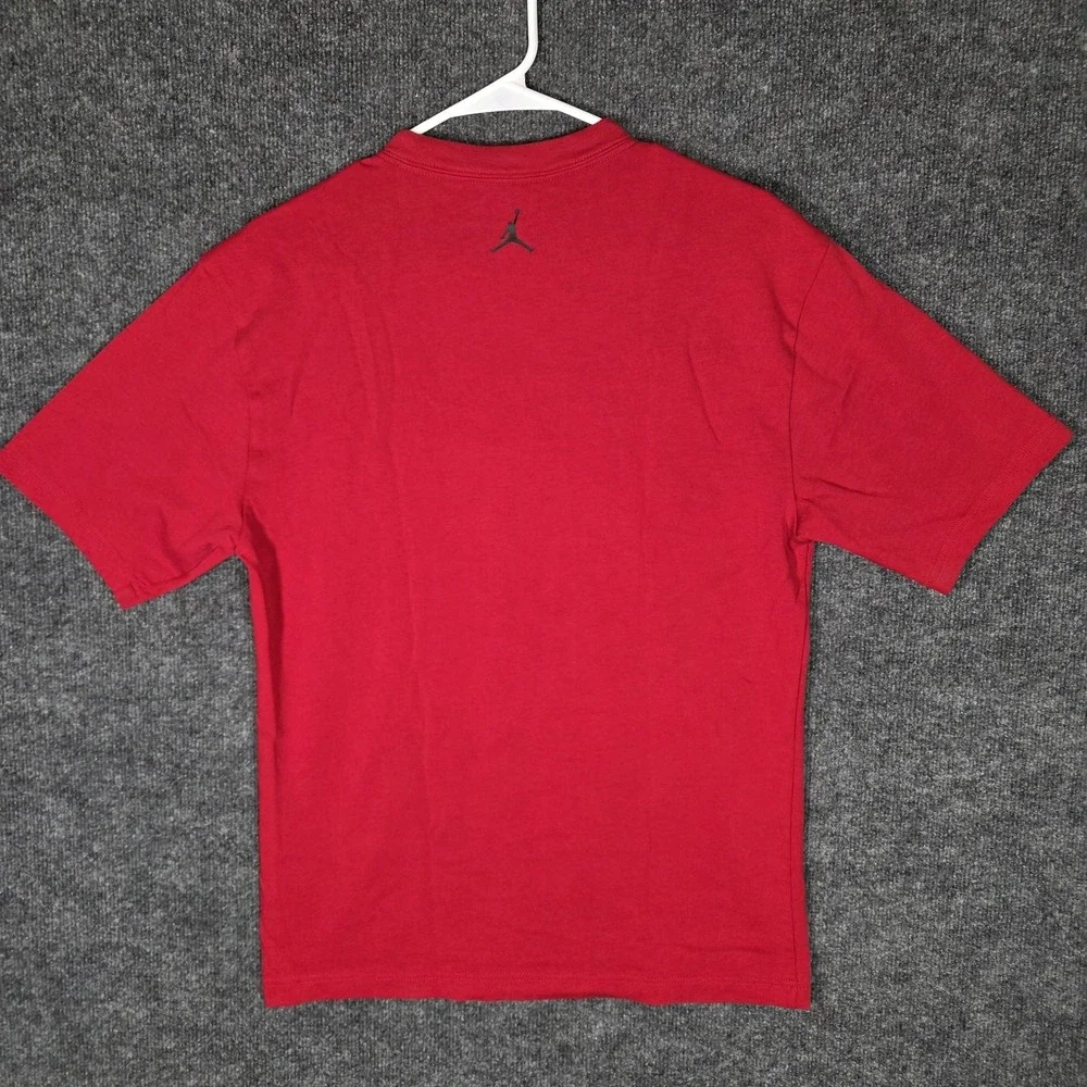 Jordan Red T Shirt Mens Small Embroidered Air Jordan 1 Sneaker Logo Graphic Tee